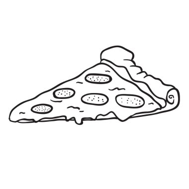pizza dilimi çizgi film illüstrasyon izole beyaz