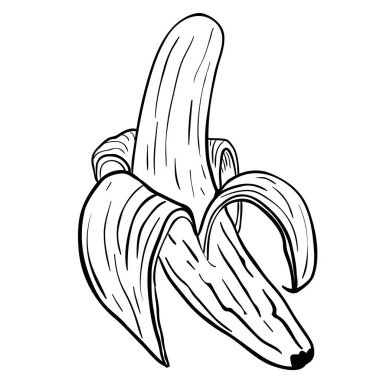 beyaz izole soyulmuş muz çizgi film