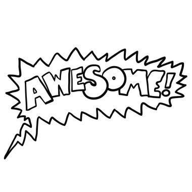 el Siyah ve beyaz harflerle kelime konuşma balonu harika yazılı