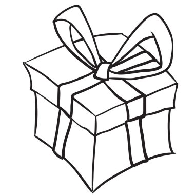 basit siyah beyaz hediye kutusu karikatür doodle