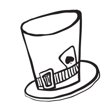 simple black and white mad hatters hat cartoon clipart