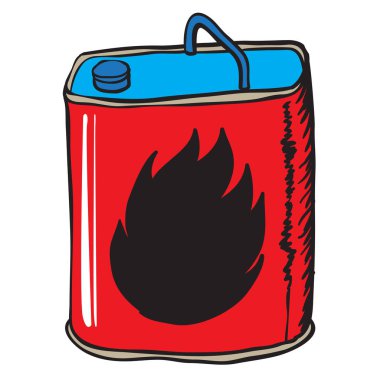 Kırmızı benzin doodle karikatür