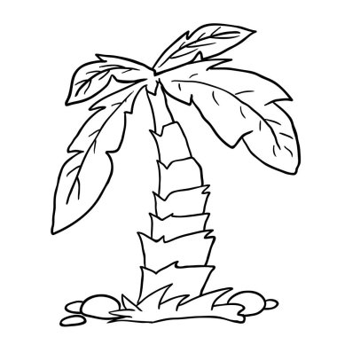 siyah ve beyaz palmiye ağacı çizgi film illüstrasyon