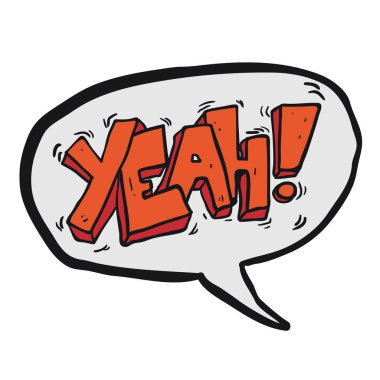 Evet! konuşma balonu serbest çizilmiş karikatür Not