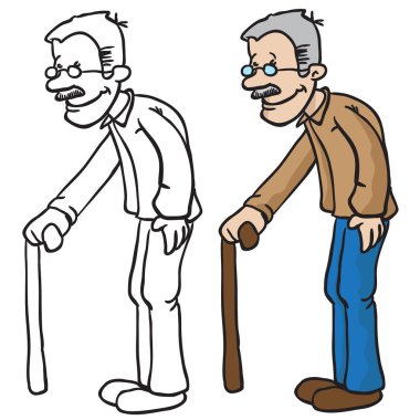 büyük baba çizgi film illüstrasyon izole beyaz