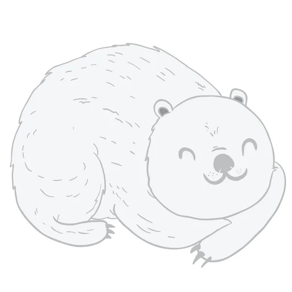 Sleeping Polar Bear Cartoon Illustration Doodle Isolated White — Stock Vector