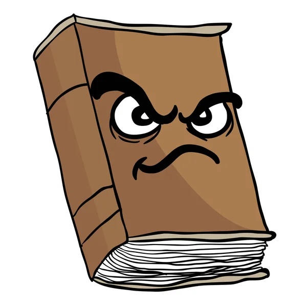 Irritado Velho Livro Cartoon Ilustração — Vetor de Stock