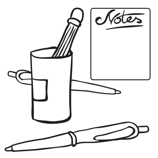 Lápices Blanco Negro Ilustración Dibujos Animados — Vector de stock