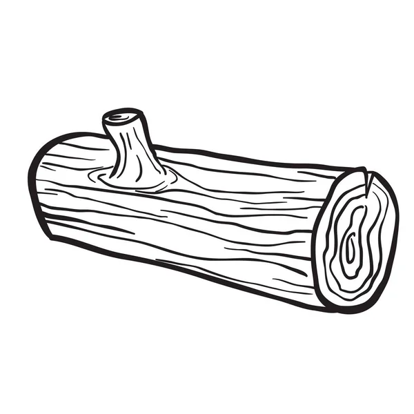 Houten Log Zwart Wit Cartoon Afbeelding Geïsoleerd Wit — Stockvector