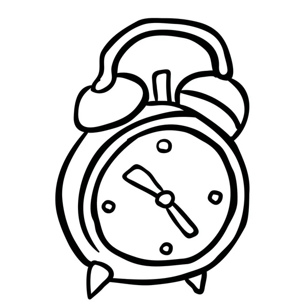 Simple Alarma Blanco Negro Reloj Dibujos Animados — Vector de stock