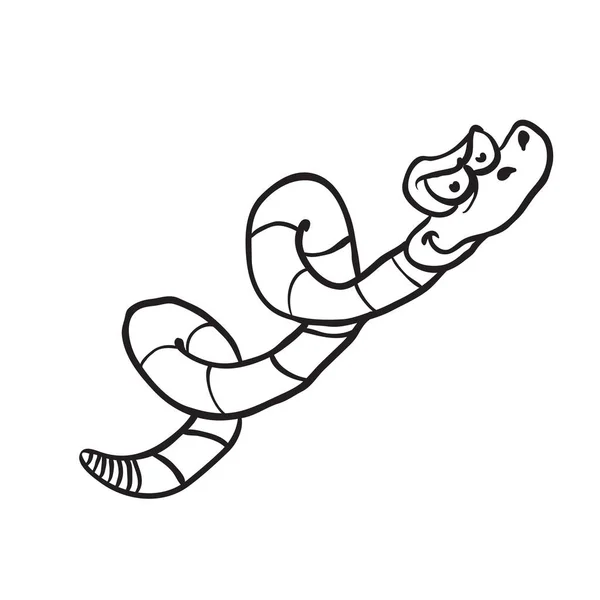 Einfache Schwarz Weiße Schlangenkarikatur — Stockvektor