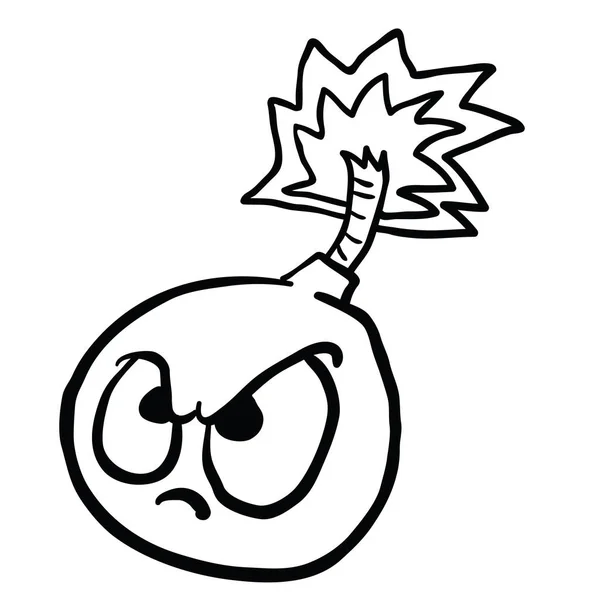 Schwarz Weiße Zeichentrickbomben Illustration — Stockvektor
