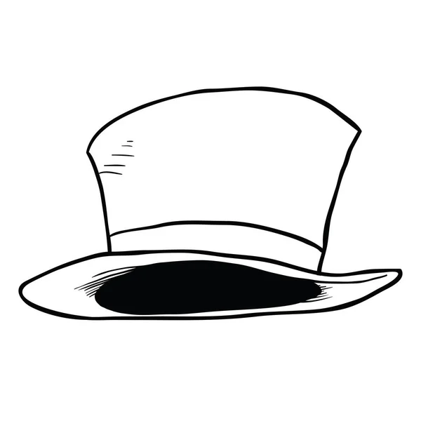 Top Hat Cartoon Illustration Doodle Isolated White — Stock Vector
