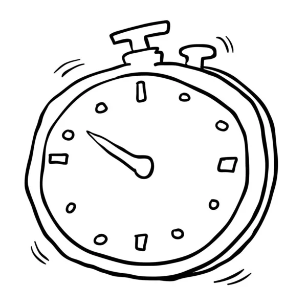 Basit Siyah Beyaz Serbest Çizilmiş Karikatür Kronometre — Stok Vektör
