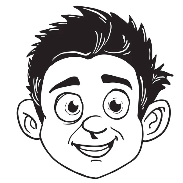 Smiling Boy Head Cartoon Illustration Isolated White — Stock Vector