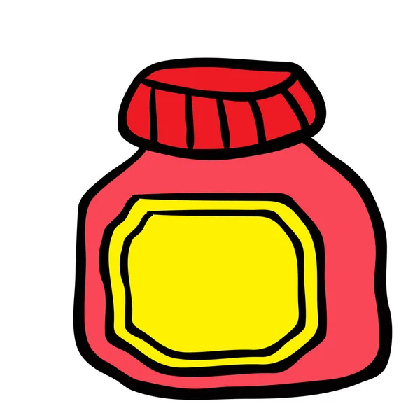 Confiture Pot Dessin Animé Isolé Sur Blanc — Image vectorielle