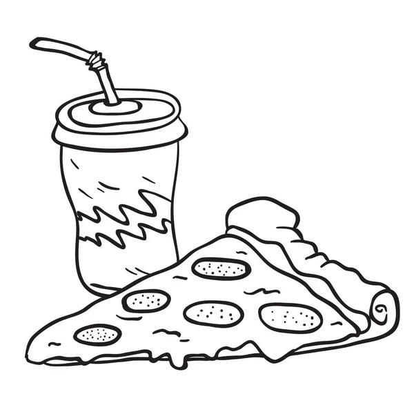 Ілюстрація Мультфільму Про Піцу Соду Ізольована Білому — стоковий вектор