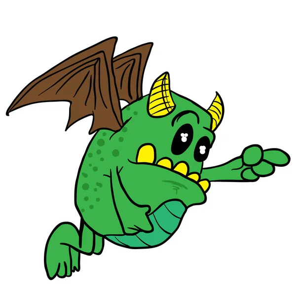 Gevleugelde Monster Cartoon Afbeelding — Stockvector