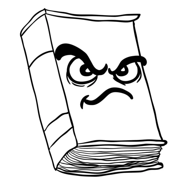 Preto Branco Irritado Velho Livro Cartoon Ilustração —  Vetores de Stock
