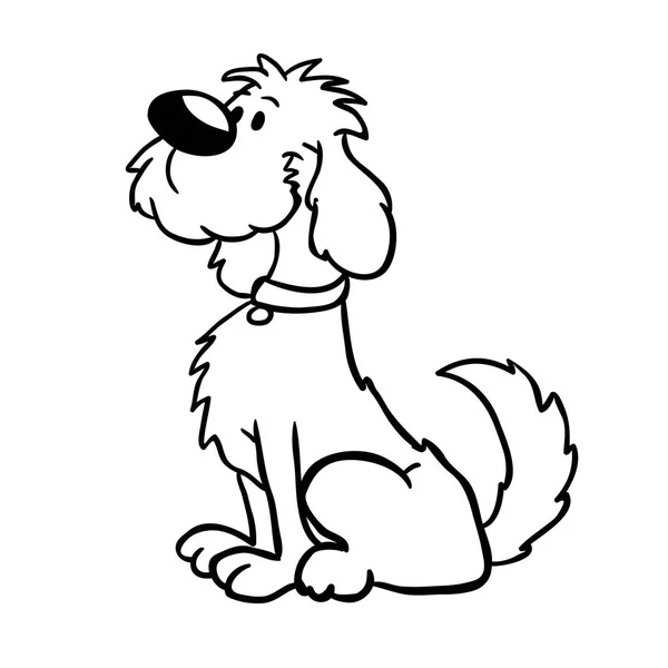 Ilustración Dibujos Animados Perro Blanco Negro — Vector de stock