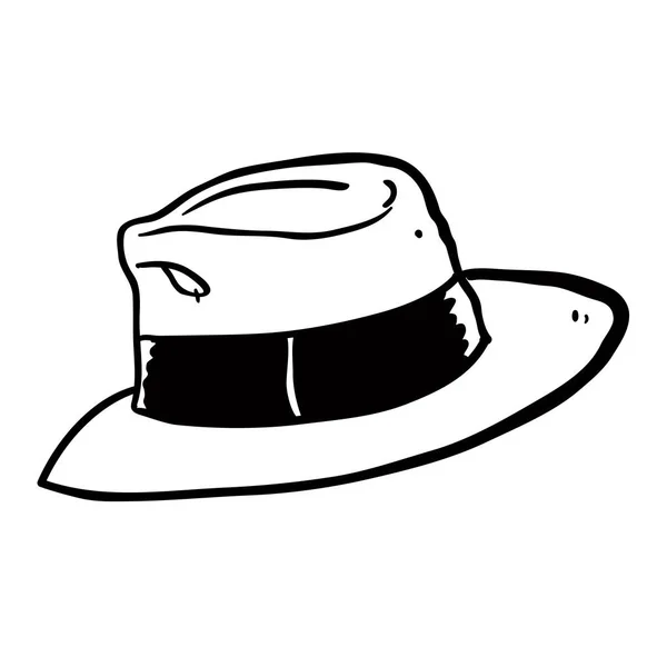 Semplice Cappello Fumetto Disegnato Mano Libera Bianco Nero — Vettoriale Stock