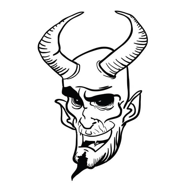 Devil Head Мультфильм Иллюстрация Изолированы Белом — стоковый вектор