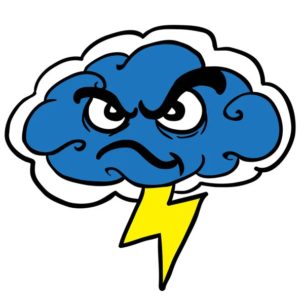 Raivoso Tempestade Nuvem Cartoon Ilustração —  Vetores de Stock