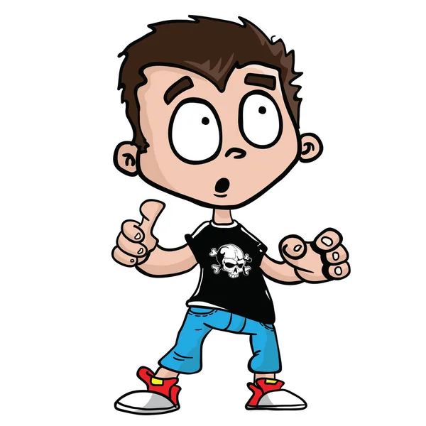 Verbaasd Kleine Jongen Cartoon Afbeelding Geïsoleerd Wit — Stockvector