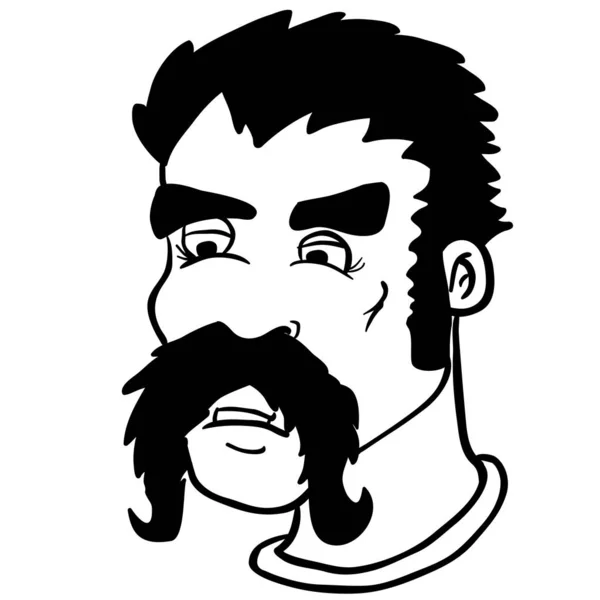 Simple Moustache Noir Blanc Homme Dessin Animé — Image vectorielle