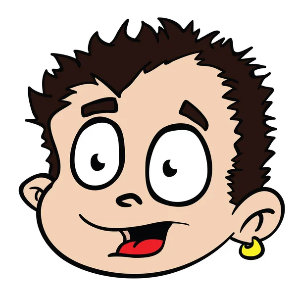 男の子笑顔漫画イラスト白で隔離 — ストックベクタ
