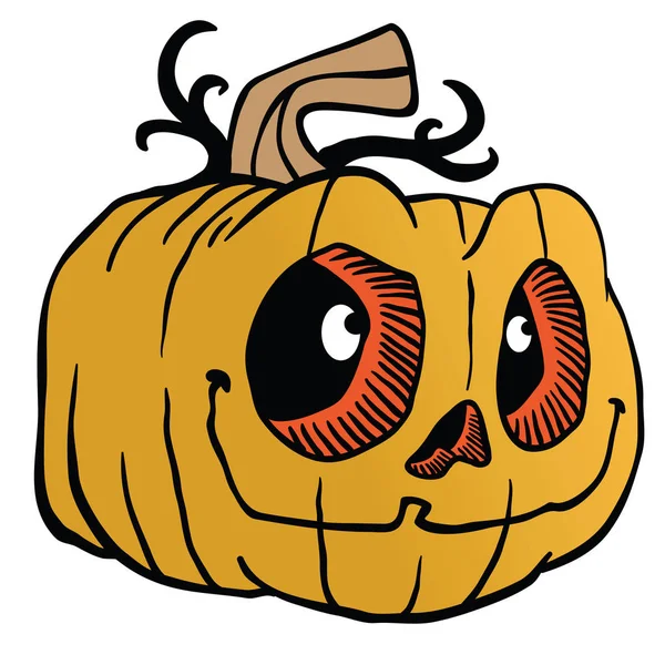 Halloween Abóbora Desenho Animado Ilustração Doodle Isolado Branco — Vetor de Stock