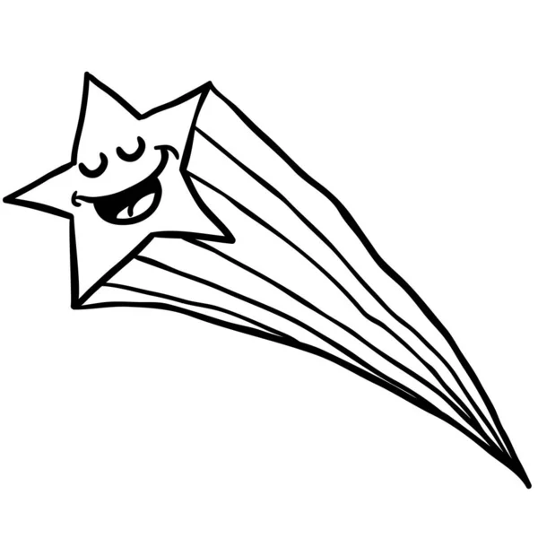 Schwarz Weiß Glückliche Sternschnuppen Cartoon Illustration — Stockvektor