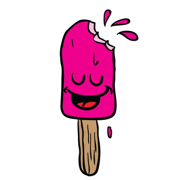 Glücklich Eis Cartoon Illustration — Stockvektor