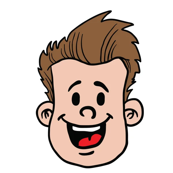 Muž Šťastné Tváře Kreslené Ilustrace Izolované Bílém — Stockový vektor