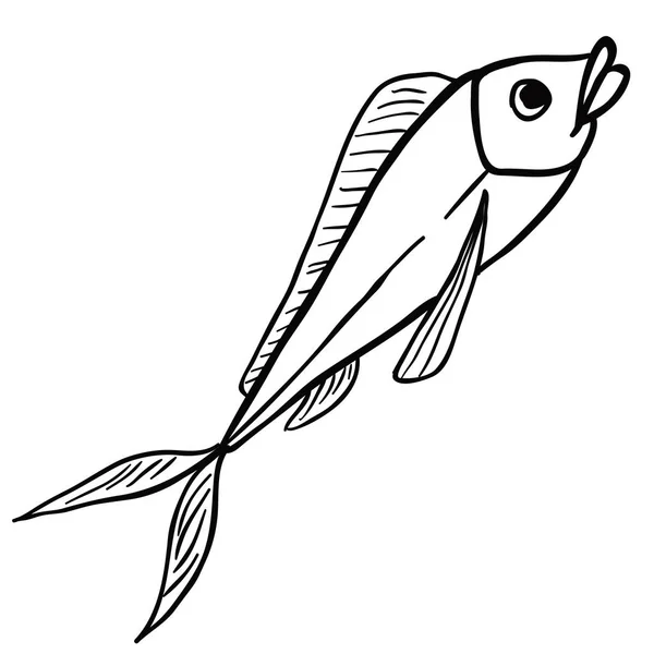 Dibujos Animados Pescado Blanco Negro — Vector de stock