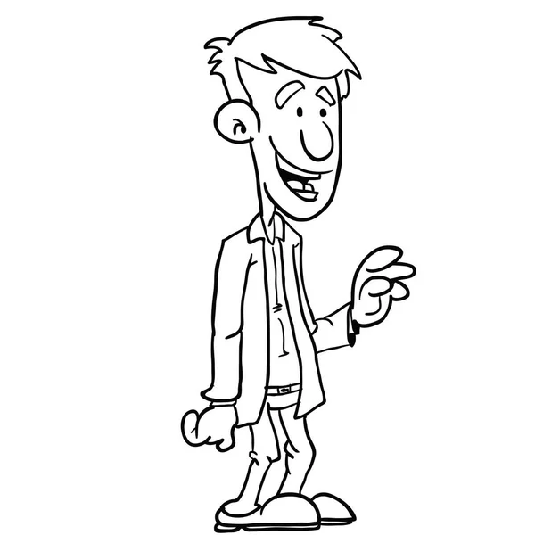 漫画イラスト白で隔離を話しているスーツの男 — ストックベクタ