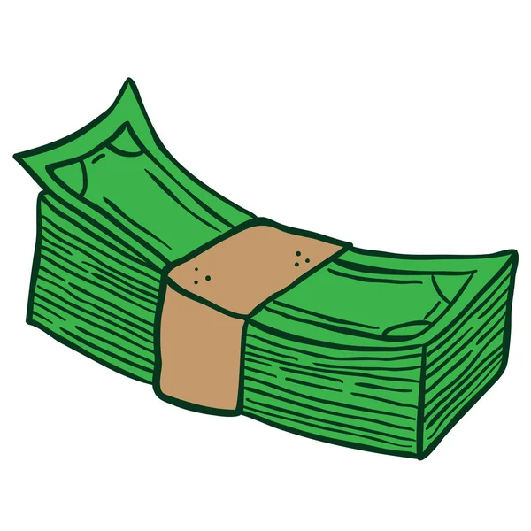 Pilha Dinheiro Desenho Animado Ilustração Isolada Branco — Vetor de Stock