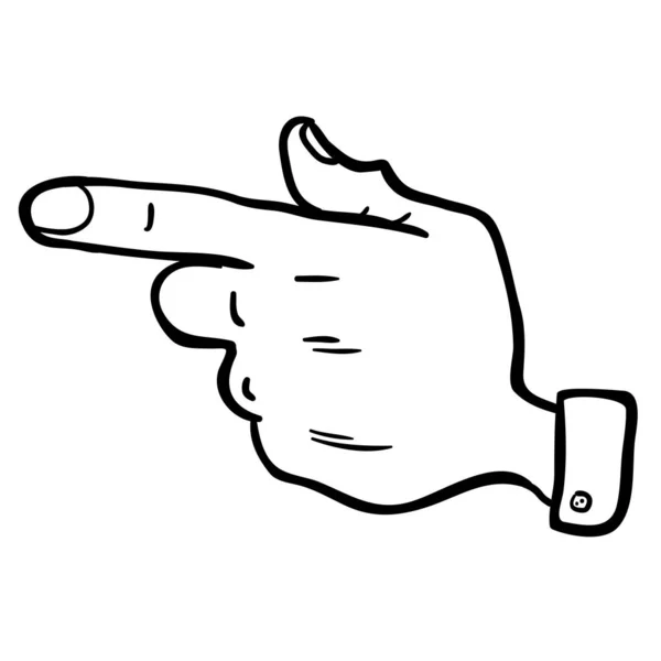 Schwarz Weiß Zeigende Hand Cartoon Illustration — Stockvektor