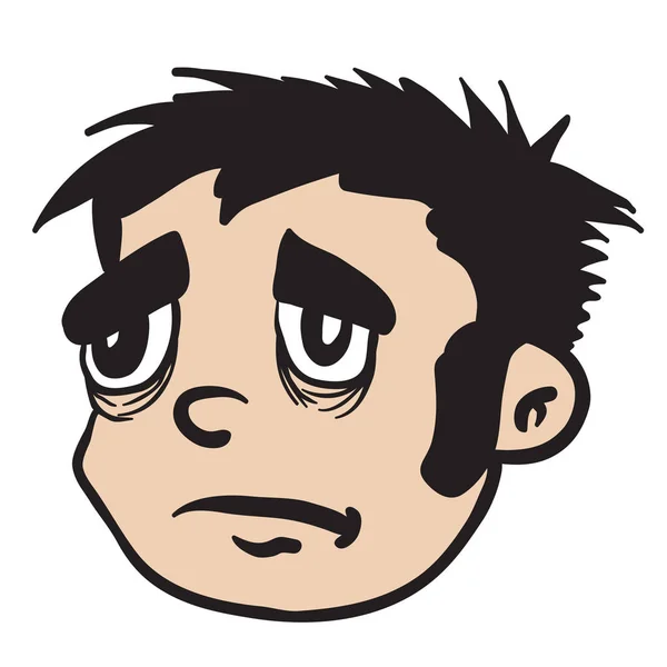 Sad Boy Face Cartoon Illustration — Stock Vector