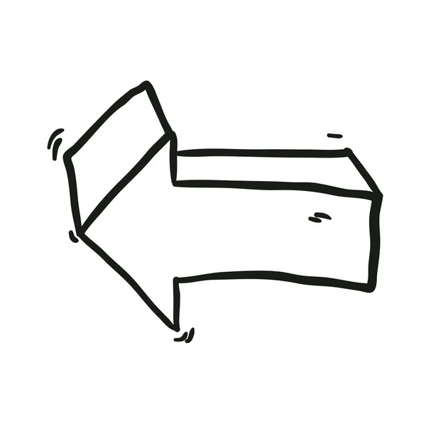 Semplice Bianco Nero Disegnato Mano Libera Freccia Del Fumetto — Vettoriale Stock