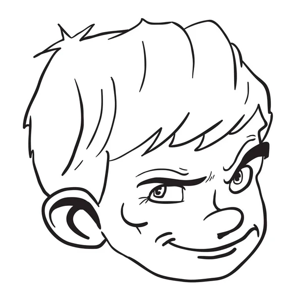 Boy Head Cartoon Illustration Isolated White — Stock Vector