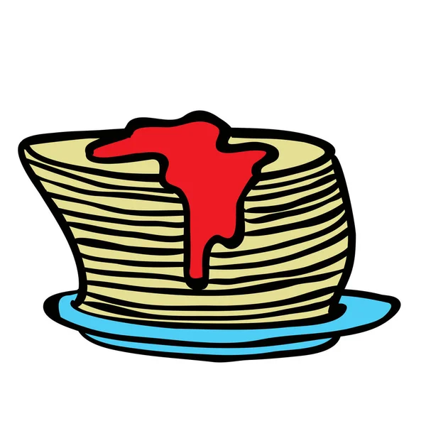 Pancakes Dessin Animé Isolé Sur Blanc — Image vectorielle