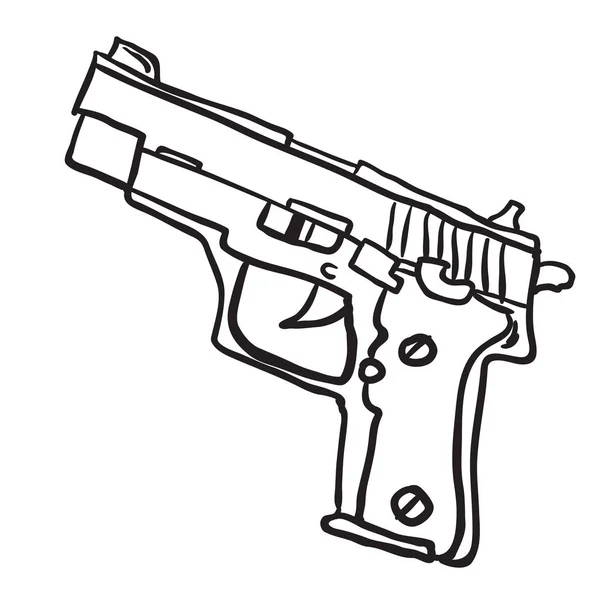 Simple Pistola Blanco Negro Dibujos Animados — Vector de stock