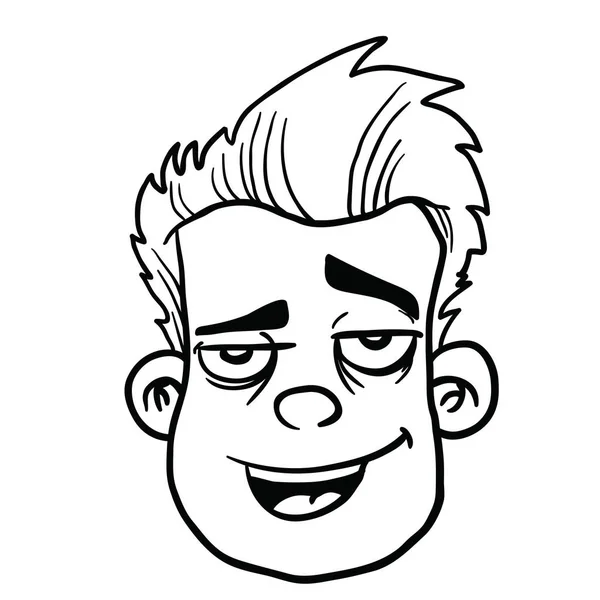 Homem Com Rosto Feliz Desenho Animado Ilustração Isolado Branco — Vetor de Stock