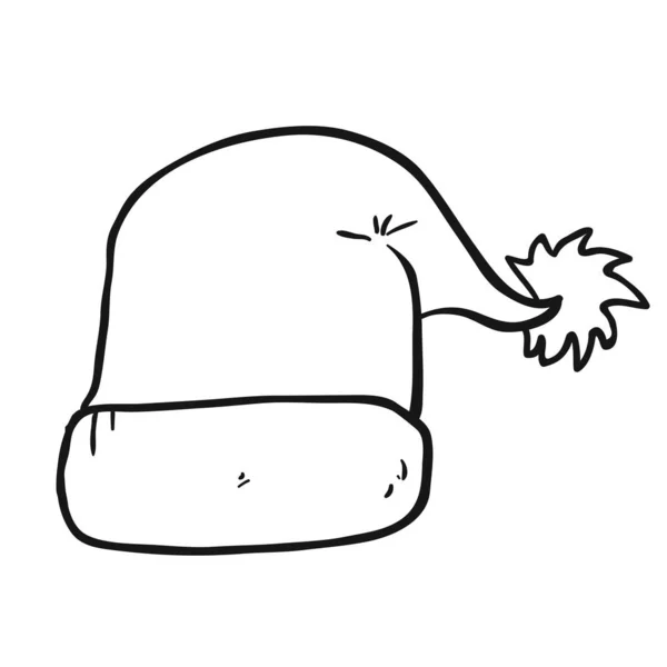 Semplice Bianco Nero Disegnato Mano Libera Cartone Animato Natale Cappello — Vettoriale Stock