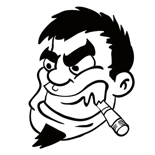 Zwarte Blanke Man Met Sigaar Cartoon — Stockvector