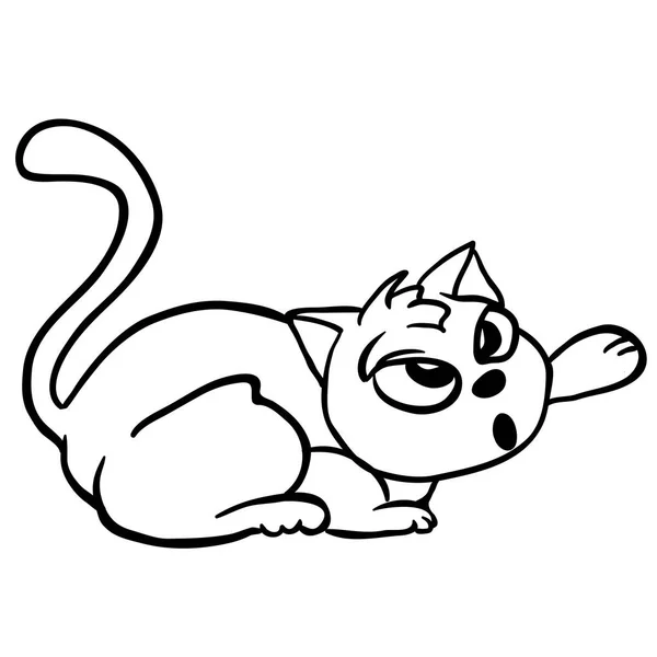 Ilustración Dibujos Animados Gato Blanco Negro Simple — Vector de stock