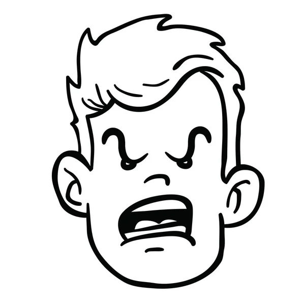 Homem Com Cara Irritada Gritando Desenho Animado Ilustração Isolada Branco — Vetor de Stock