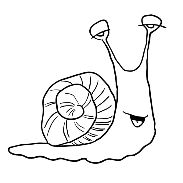 Caricature Escargot Noir Blanc — Image vectorielle