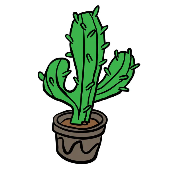 Cactus Una Caricatura Olla — Archivo Imágenes Vectoriales